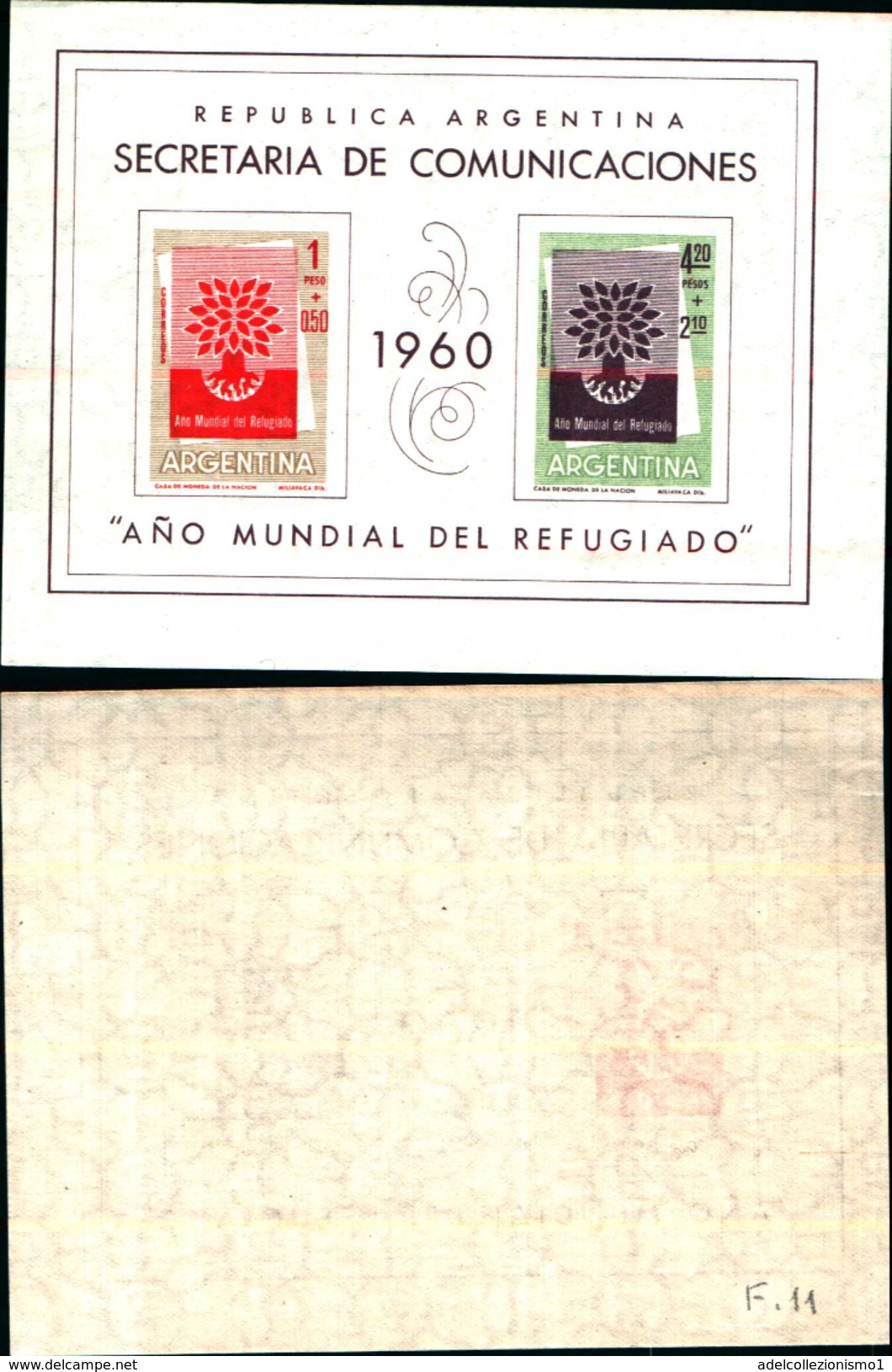 86860)  Argentina- 1960 Foglietto Anno Mondiale Del  Rifugiato MNH - Blocchi & Foglietti