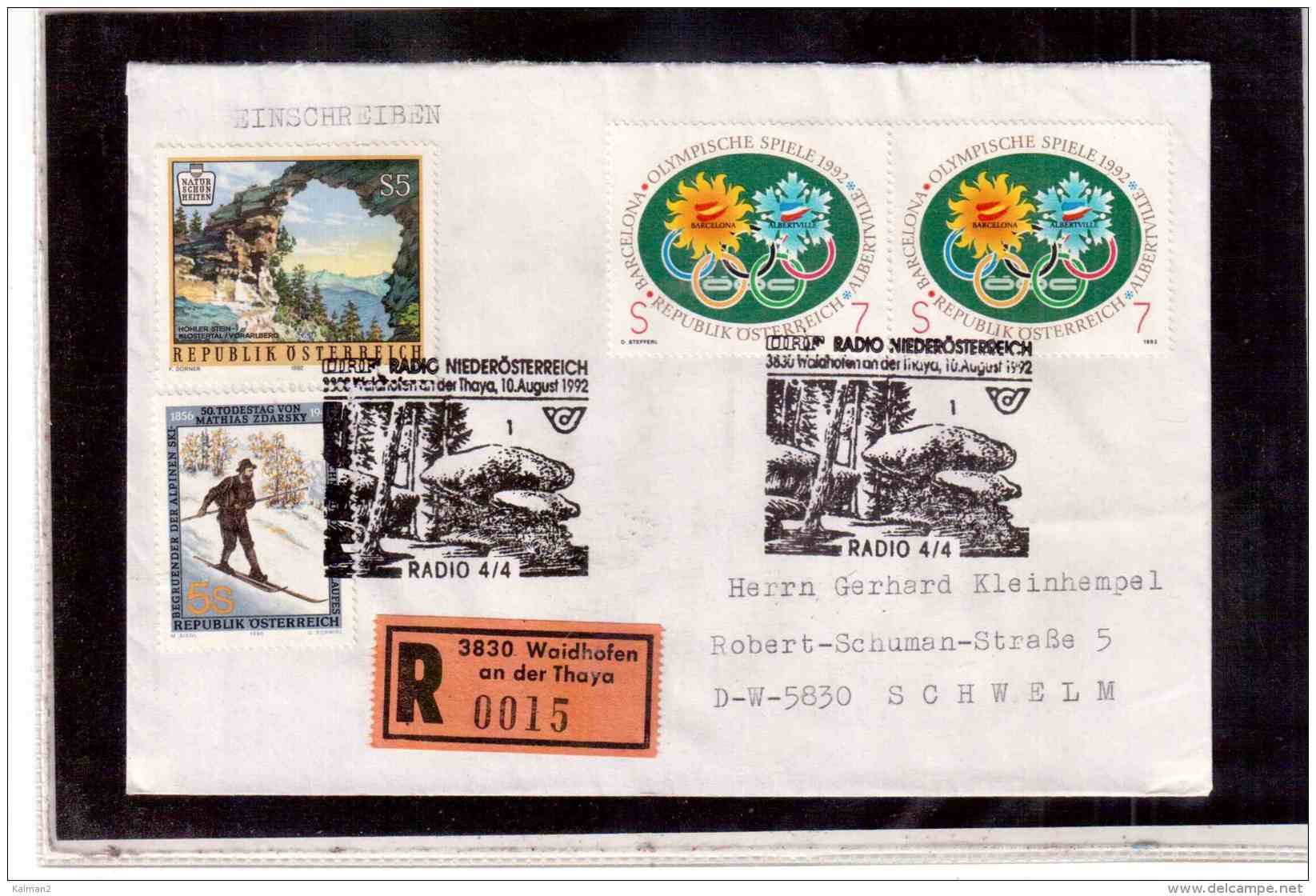 TEM9219   -    WAIDHOFEN 10.8.92    /   REGISTERED COVER WITH INTERESTING POSTAGE - - Briefe U. Dokumente