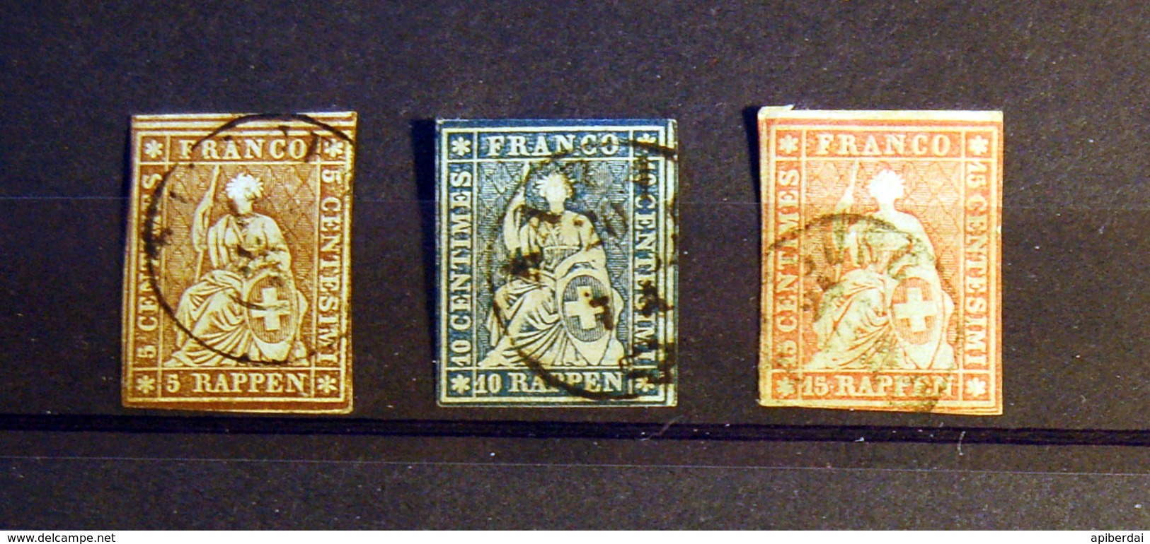 Suisse - 1854/62 Helvetia Assise Imperforate Zumstein No 22,23,24 (used) - Used Stamps