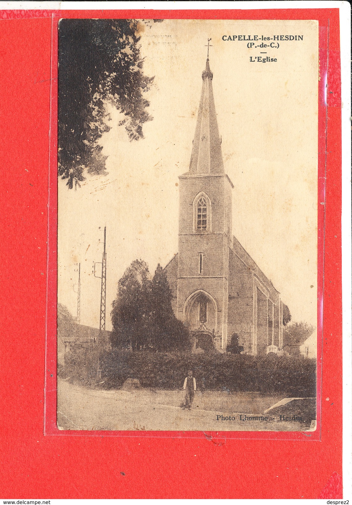 62CAPELLE Les HESDIN  Cpa Anime L ' Eglise Détruite         Photo Lhomme - Autres & Non Classés