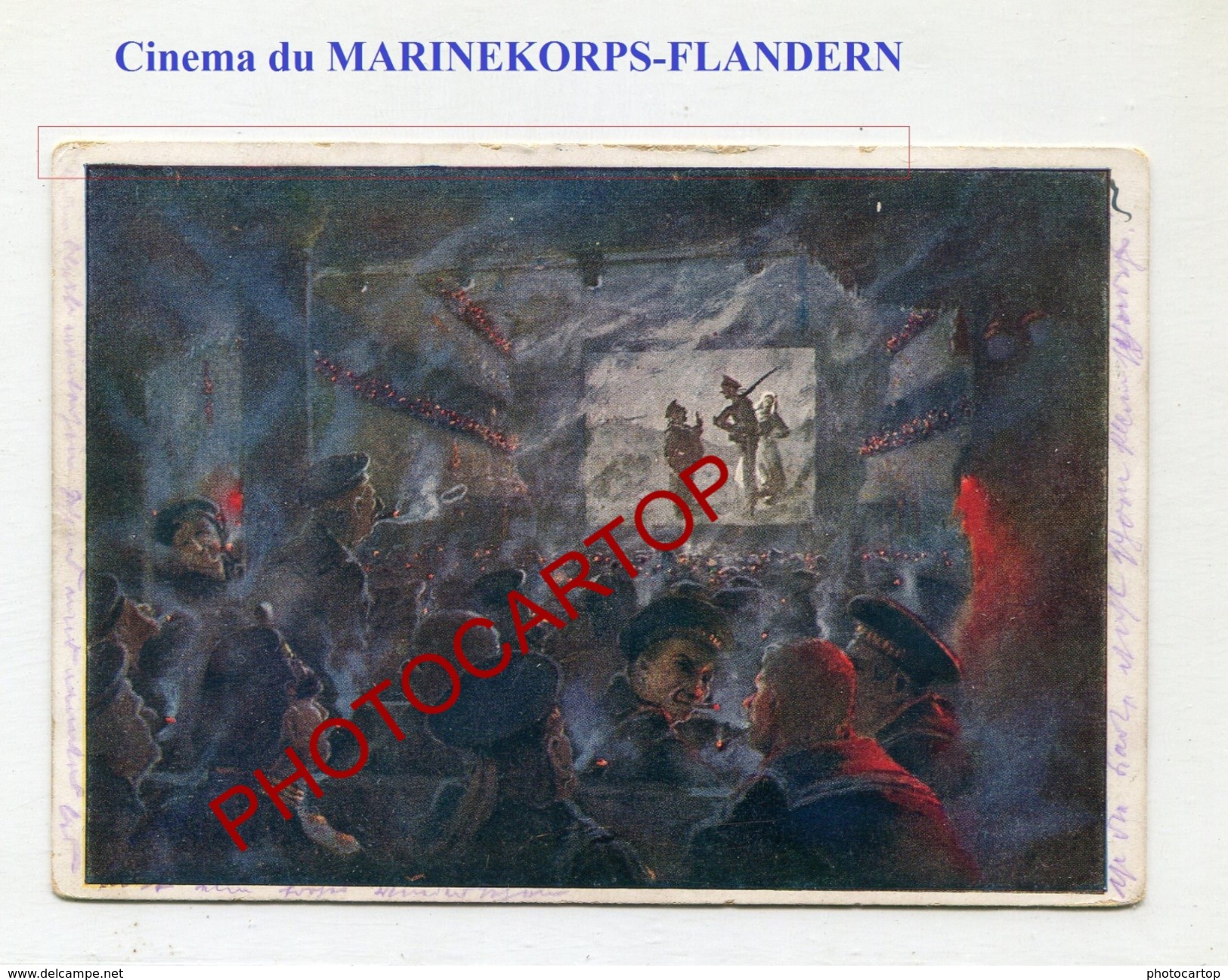 CINEMA MARINEKORPS FLANDERN-Dessin Hans BOHRDT-Film-KINO-CARTE Allemande-GUERRE 14-18-1 WK-Feldpost- - Guerra 1914-18