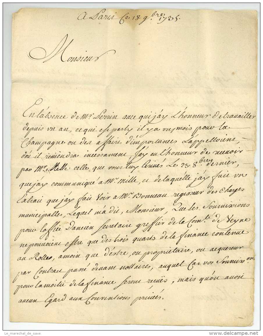 5 lettres PARIS pour GRENOBLE ou Veynes 1729 à 1736 Angles Collet Charras Perrin Givodan