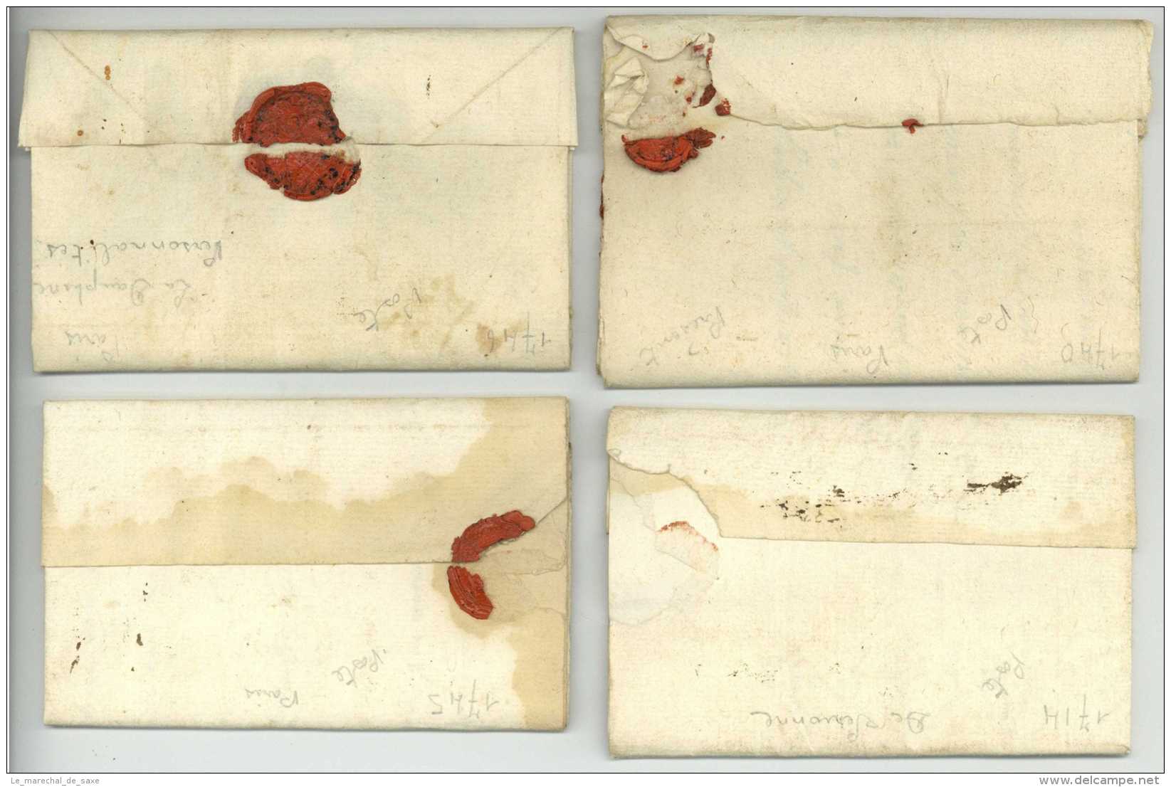 4 Lettres PARIS Pour Grenoble Ou Gap - 1740-1746 Angles DE SERIONNE Et DE BELMONT - Manuscripts