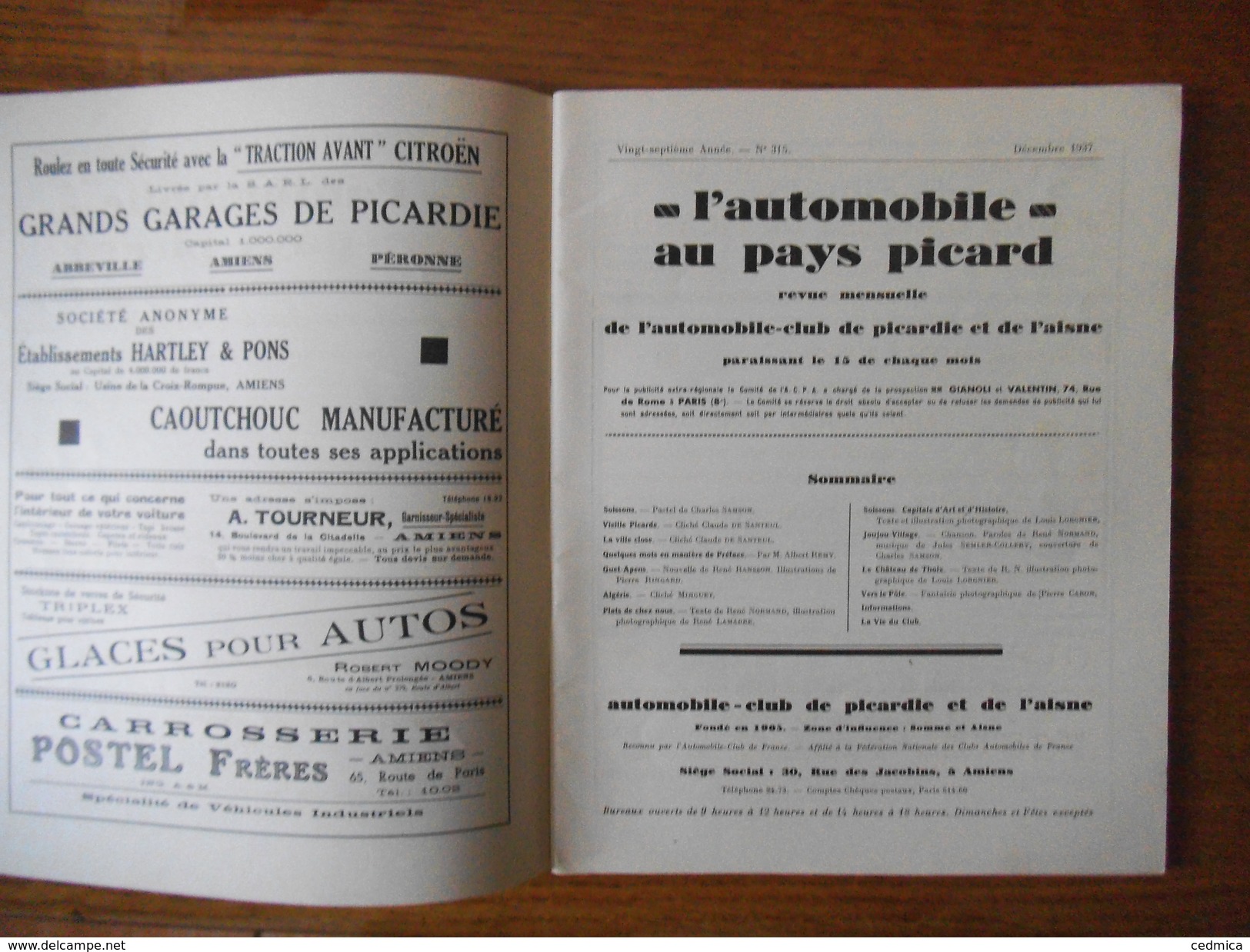 L'AUTOMOBILE AU PAYS PICARD NOËL 1937 - Picardie - Nord-Pas-de-Calais