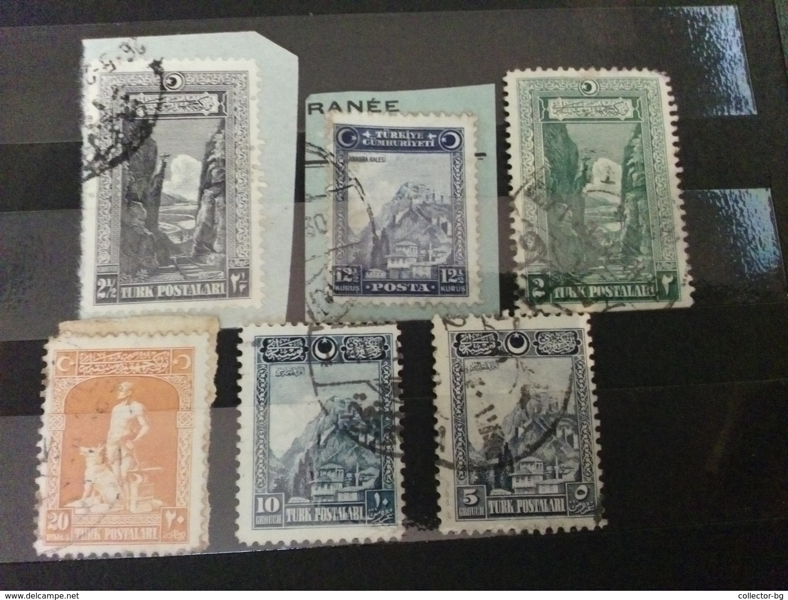 RARE 2+2 1/2+12 1/2 KURUS+5+10 GROUCH+20 PARA(HARD TO FIND) TURKEY 1929 USED STAMP TIMBRE - Gebruikt