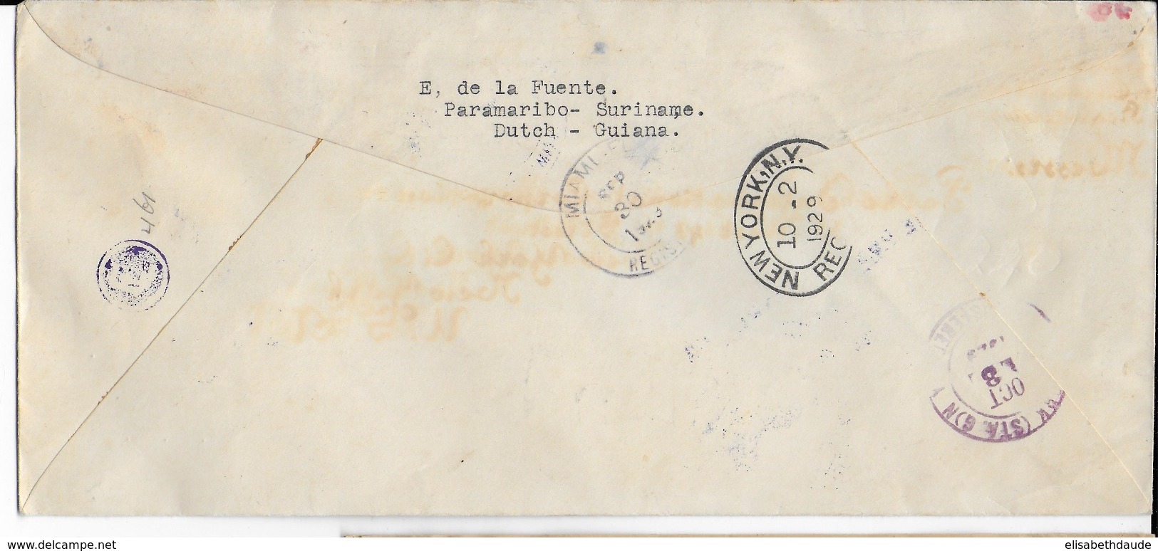 SURINAM - 1929 - LETTRE RECOMMANDEE Par AVION "PAN-AMERICAN AIRWAYS" De PARAMARIBO => NEW-YORK - Surinam ... - 1975