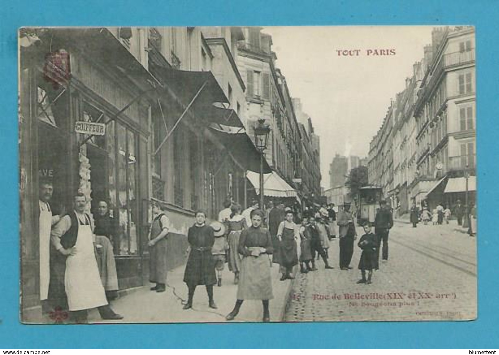 CPA TOUT PARIS 40 -Tramway Funiculaire - Coiffeur Rue De Belleville XIXème Et XXème Arrt. Edition FLEURY - District 19