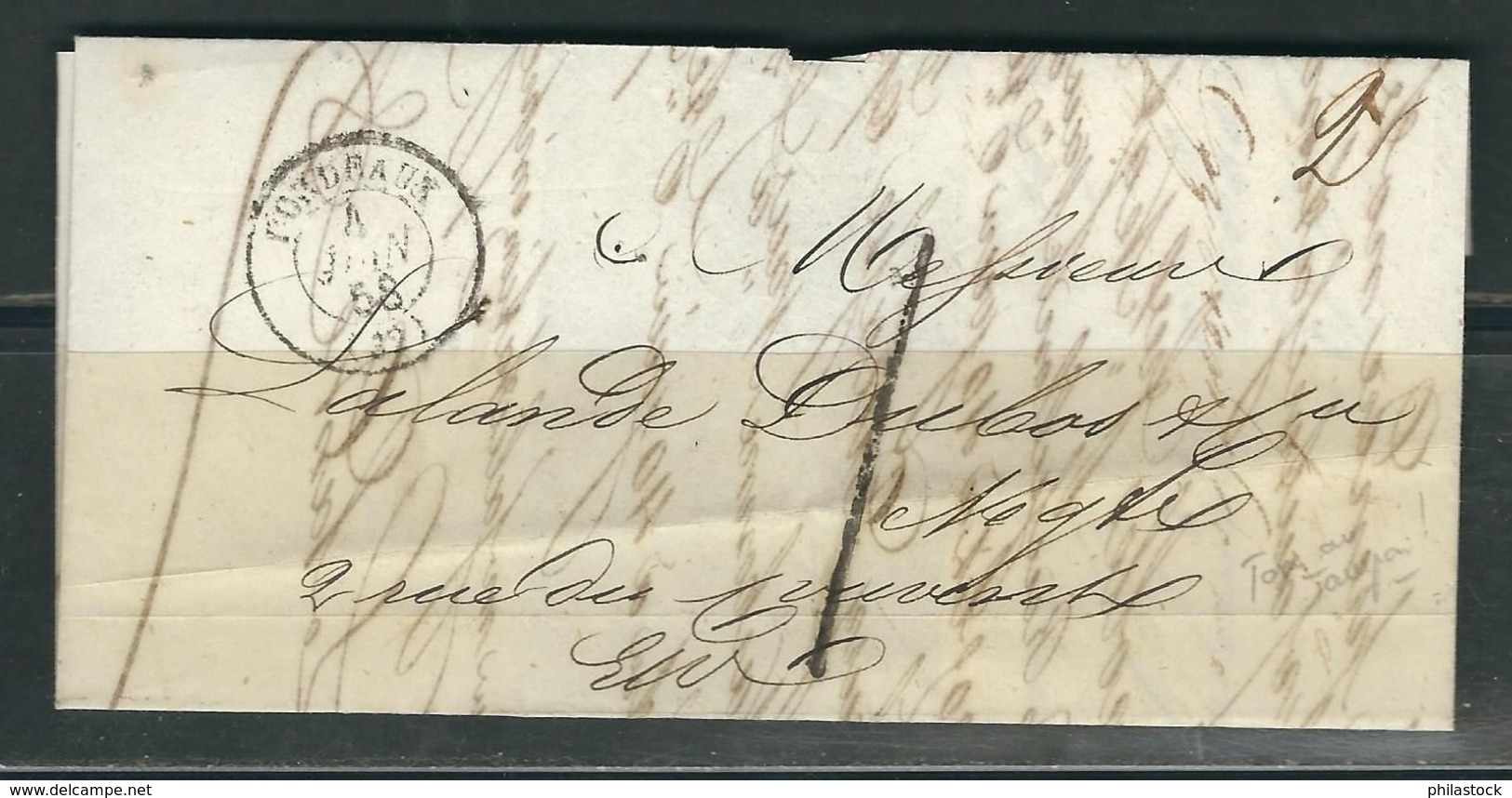 FRANCE 1858 Marque Postale Taxée De Bordeaux - 1849-1876: Classic Period
