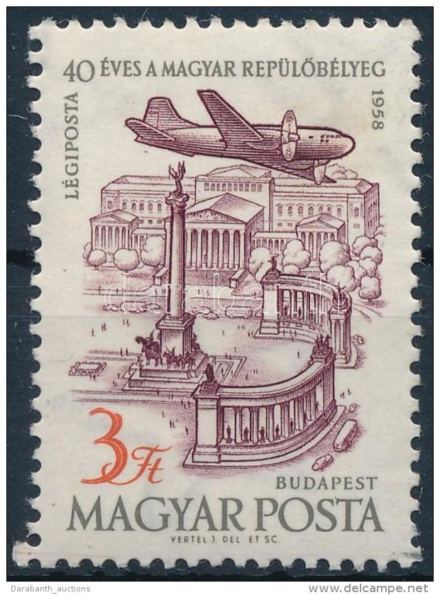 ** 1958 40 &eacute;ves A Magyar Rep&uuml;lÅ‘b&eacute;lyeg 3 Ft ,,a 3-as Sz&aacute;m Teteje Hi&aacute;nyzik'... - Sonstige & Ohne Zuordnung