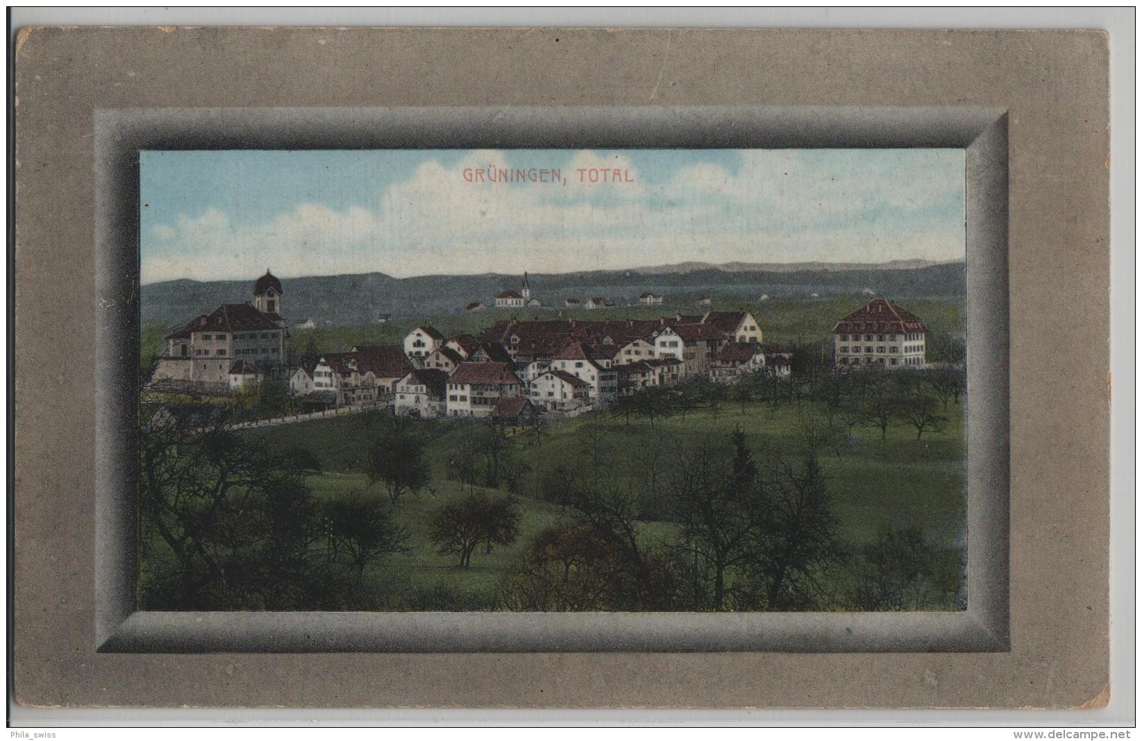 Grüningen - Totalansicht - Litho - Grüningen