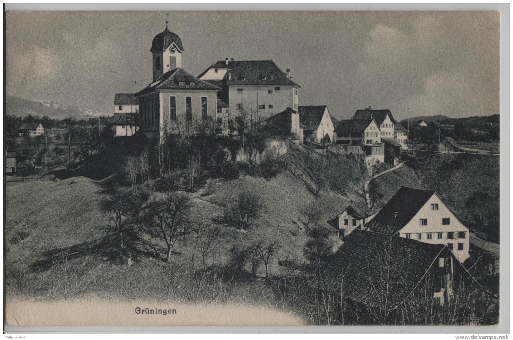 Grüningen - Totalansicht Mit Kirche - Photo: Carl Künzli No. 3636 - Grüningen