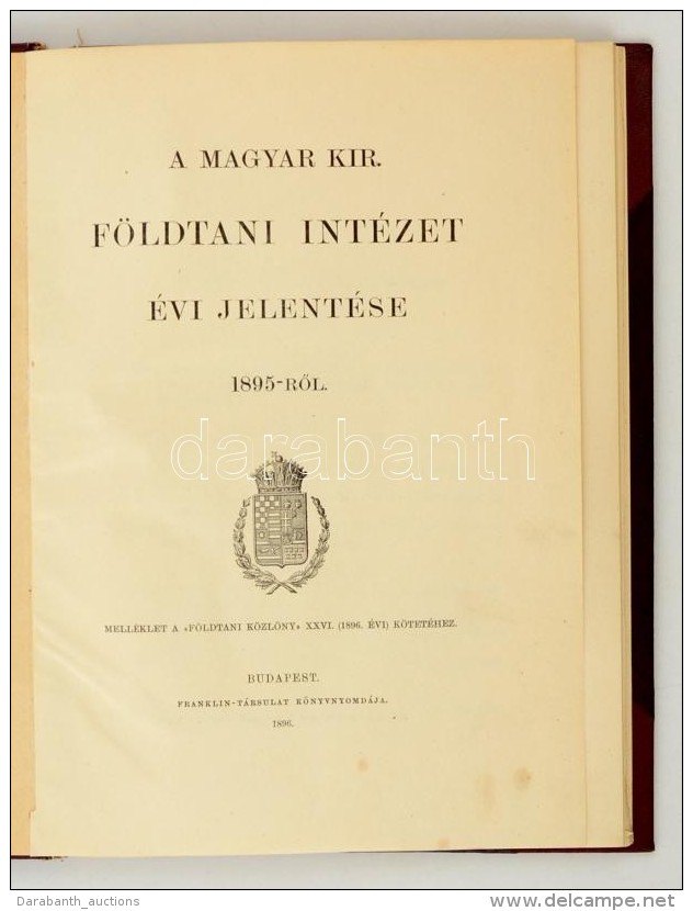 1896 A Magyar Kir&aacute;lyi F&ouml;ldtani Int&eacute;zet &eacute;vi Jelent&eacute;se 1895-r&oacute;l. Bp., 1896,... - Ohne Zuordnung