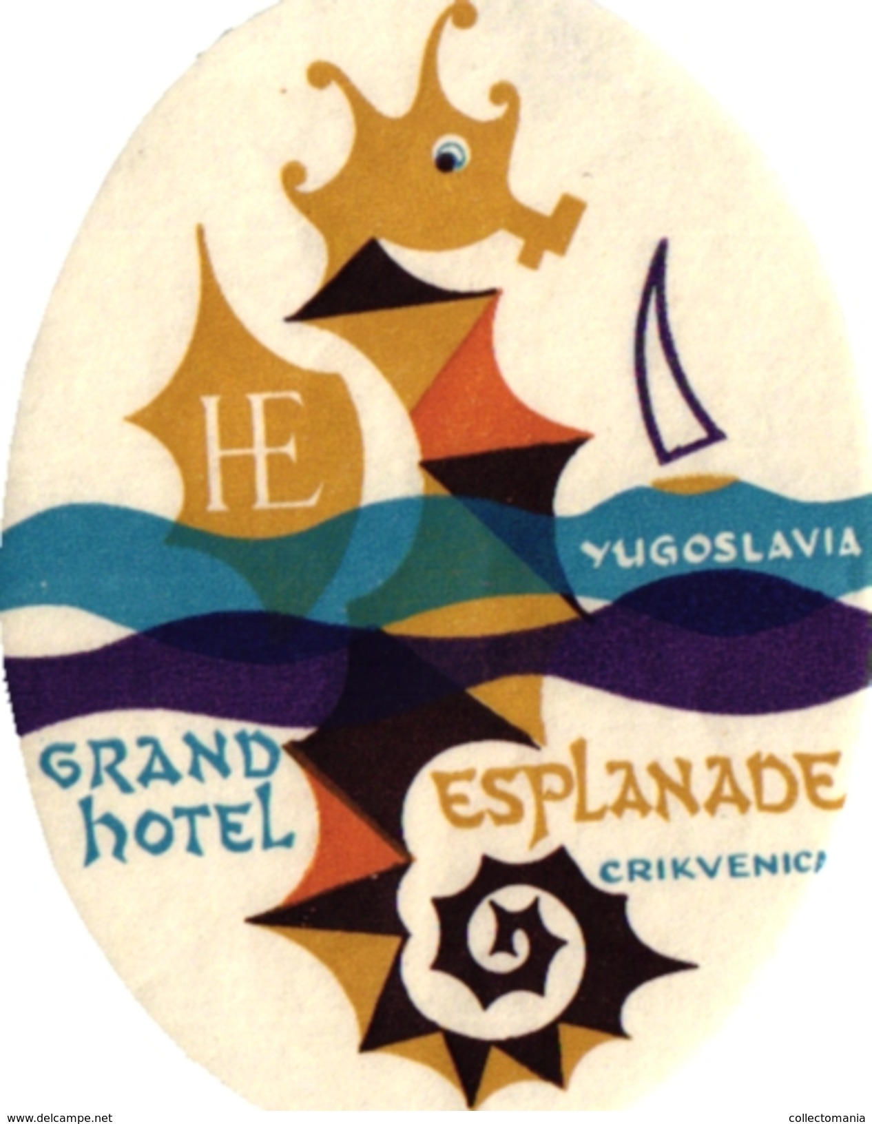 4 Hotel Label Etiquette Sea Horse Hippocampe Zeepaardje Pub Yugoslavia Portugal Spain - Hotel Labels