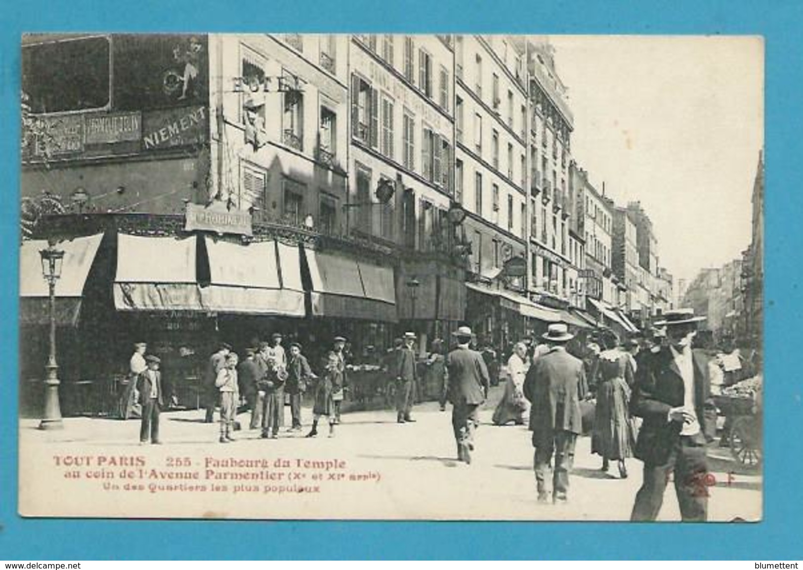 CPA TOUT PARIS 255 - Faubourg Du Temple Au Coin De L'avenue Parmentier (Xème Et XIème) Edition FLEURY - Arrondissement: 10