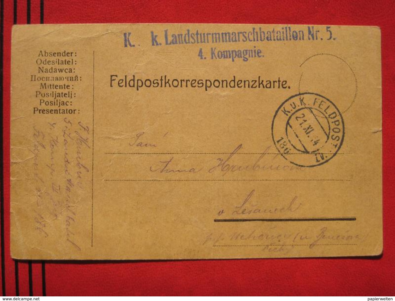 Feldpost: Feldpostamt 186 - Feldpostkarte 1914 - Machines à Affranchir (EMA)