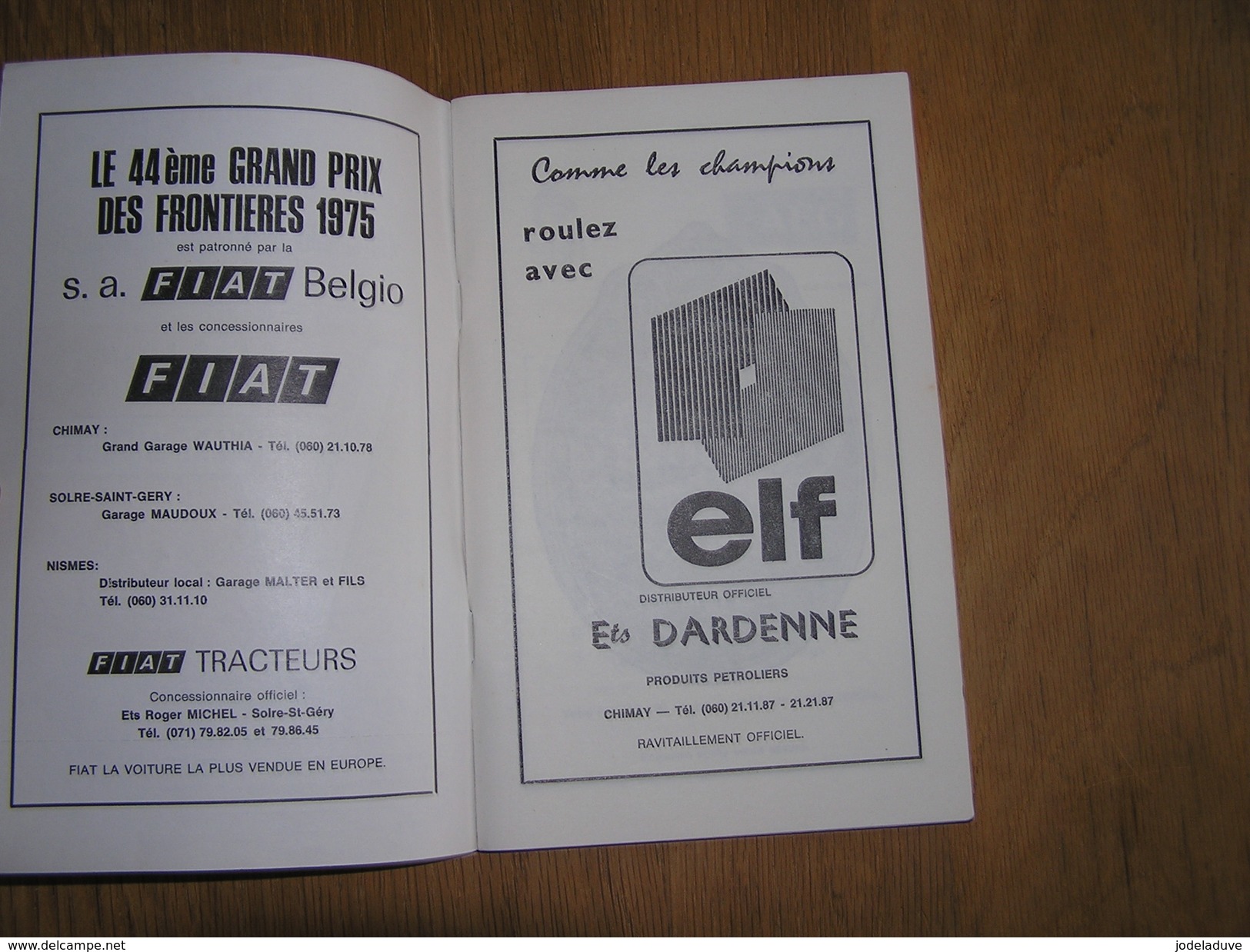 PROGRAMME 44 ème CIRCUIT DE VITESSE INTERNATIONAL 1975 CHIMAY Ticket Entrée International Moto Sidecars Auto Pub - Programmes