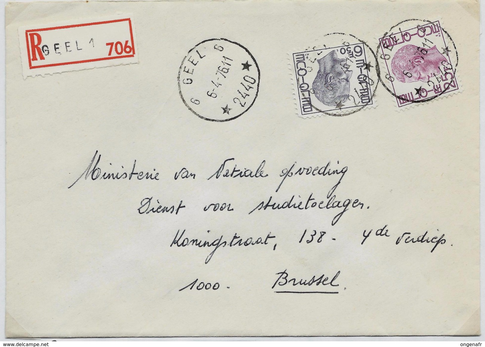 Doc. De GEEL 6 (2440)  Le 06/04/1976  En Rec. De Geel 1 - Postmarks With Stars