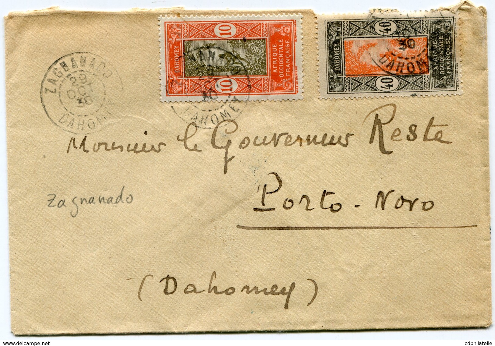 DAHOMEY LETTRE DEPART ZAGNANADO 29 OCT 30 DAHOMEY POUR LE DAHOMEY - Brieven En Documenten