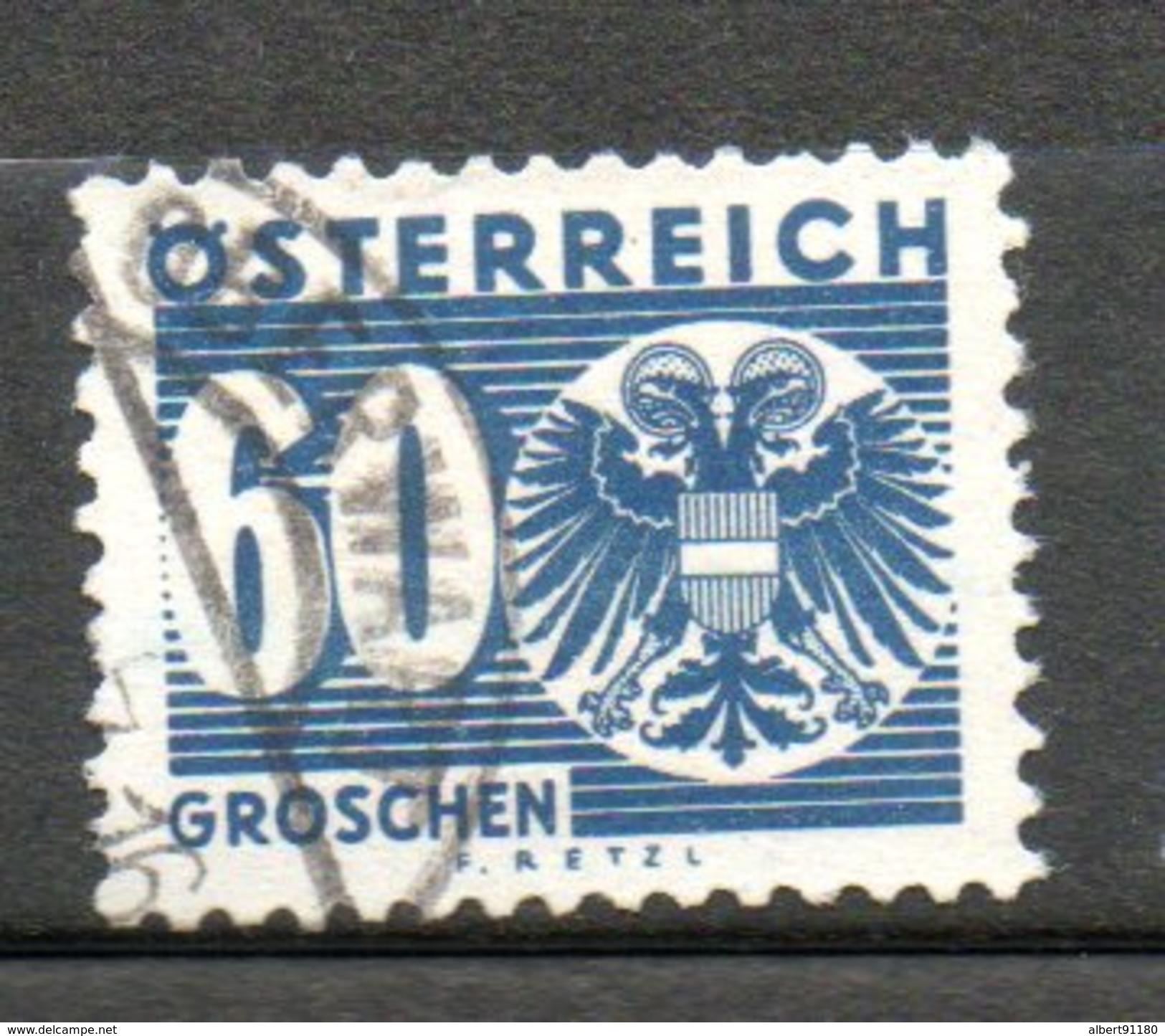 AUTRICHE Taxe 60g Bleu 1935 N°166 - Used Stamps