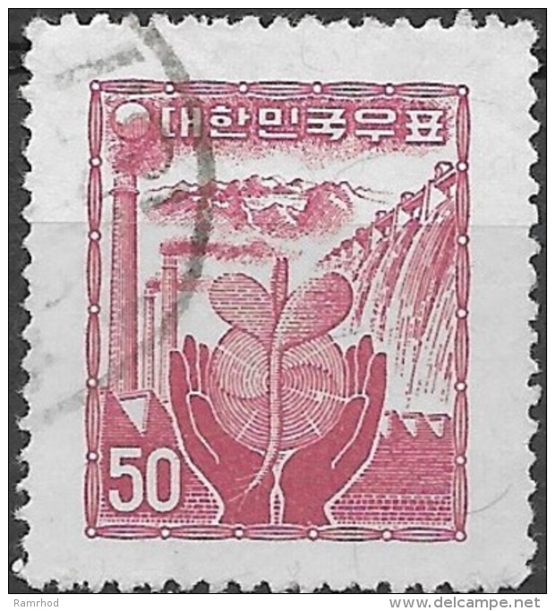 KOREA (SOUTH) 1955 Reconstruction - Rebirth Of Industry - 50h. - Red FU - Korea, South