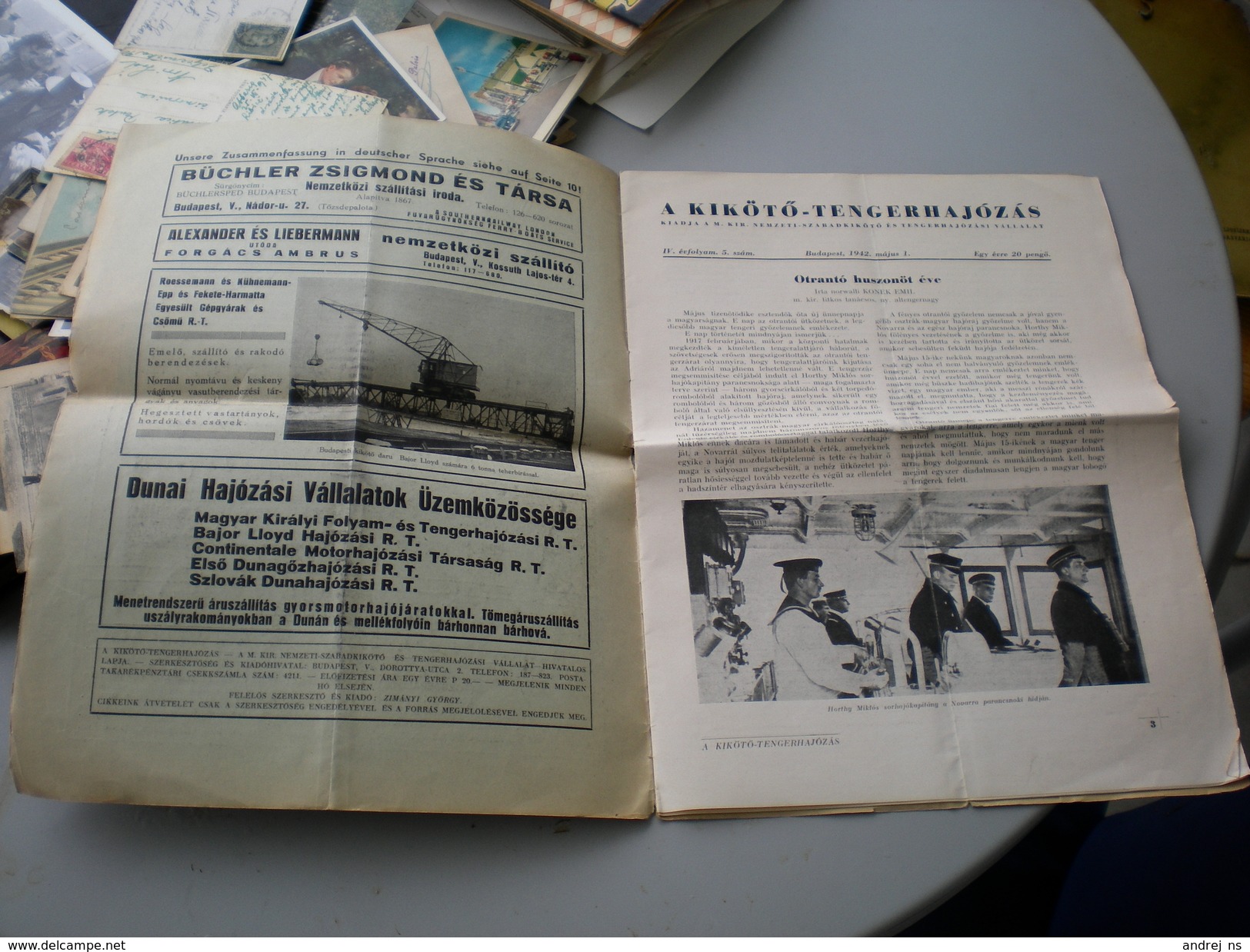 Hungary A Kikoto Tengerhajozas Navy Magazines 1942 WW2 - Revistas & Periódicos