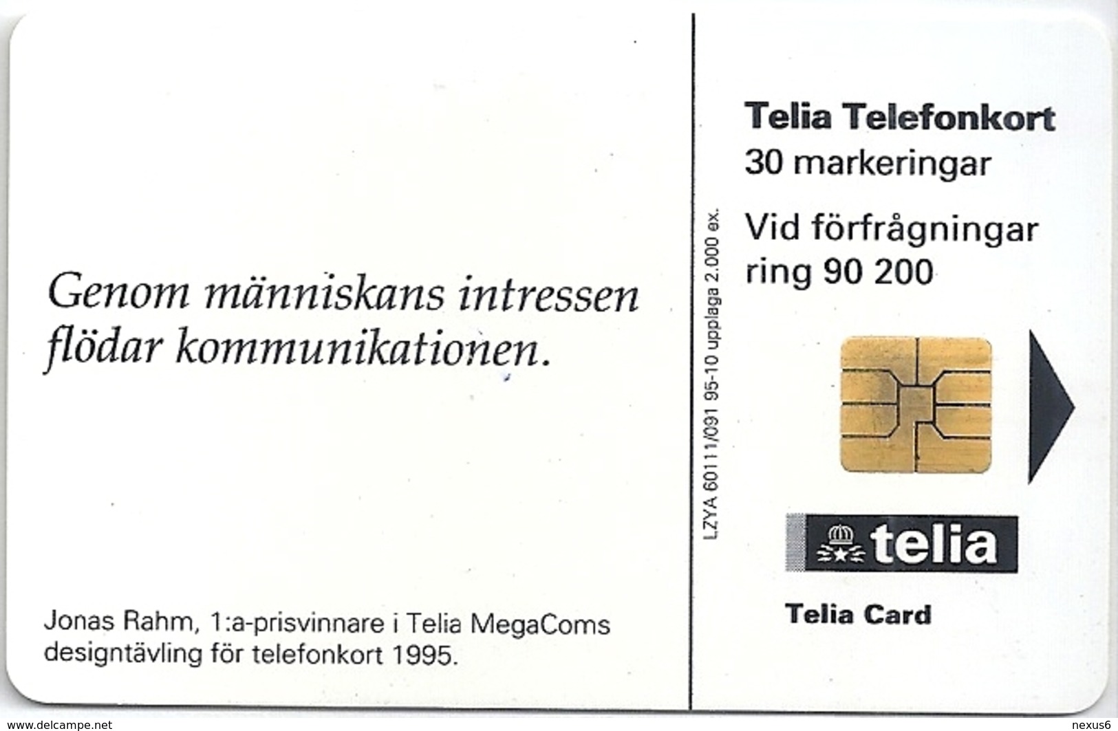 Sweden - Telia - Kommunikationen Flöden - 30U, 10.1995, 2.000ex, Used - Schweden