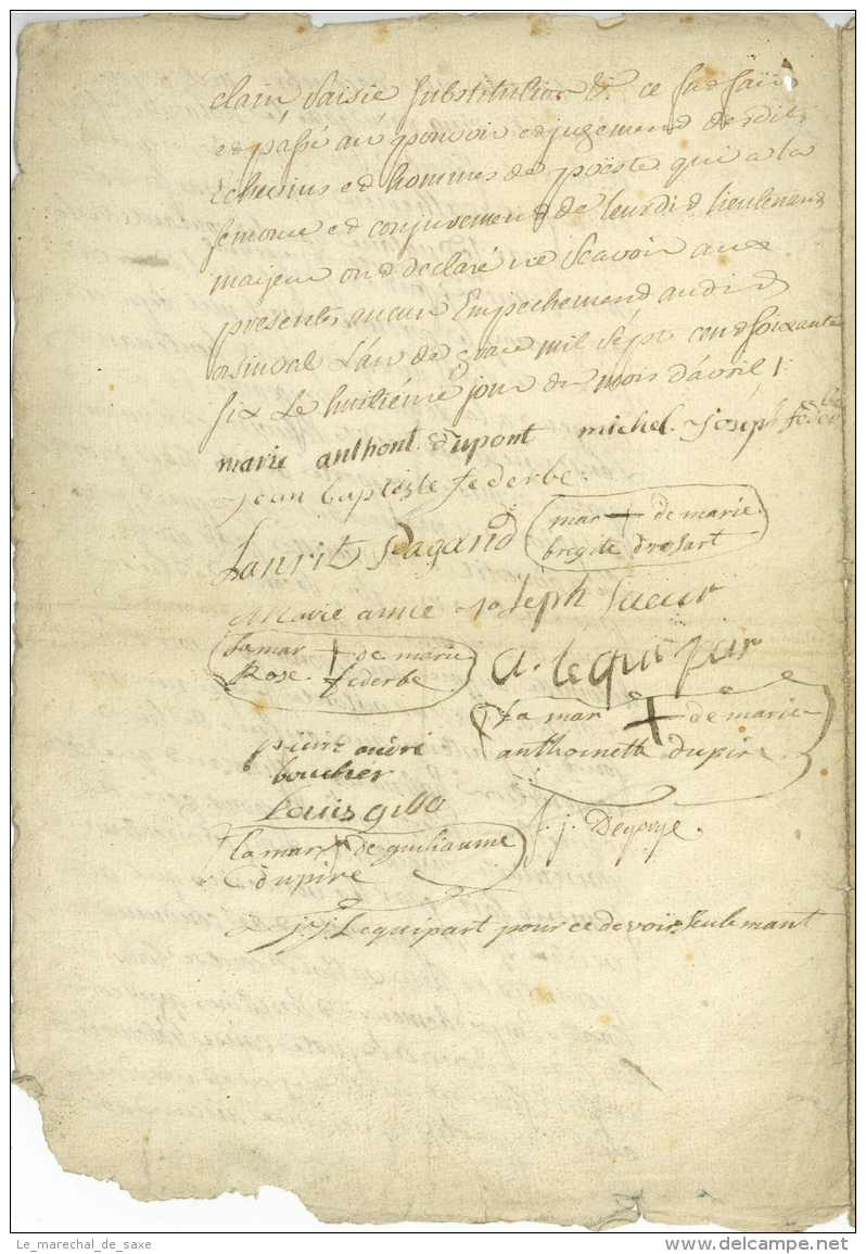 ORSINVAL (Avesnes-sur-Helpe, Nord), 8 Avril 1766. 4 Pp. Document Avec Nombreuses Signatures (Dupont, Dupin, Federbe, Dro - Manoscritti