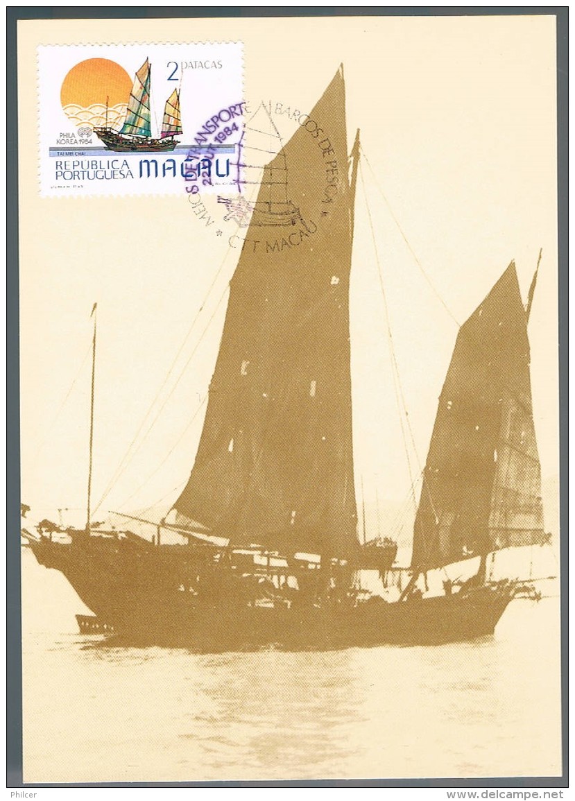 Macau, 1984, Maximum Card Barcos De Pesca - Cartes-maximum