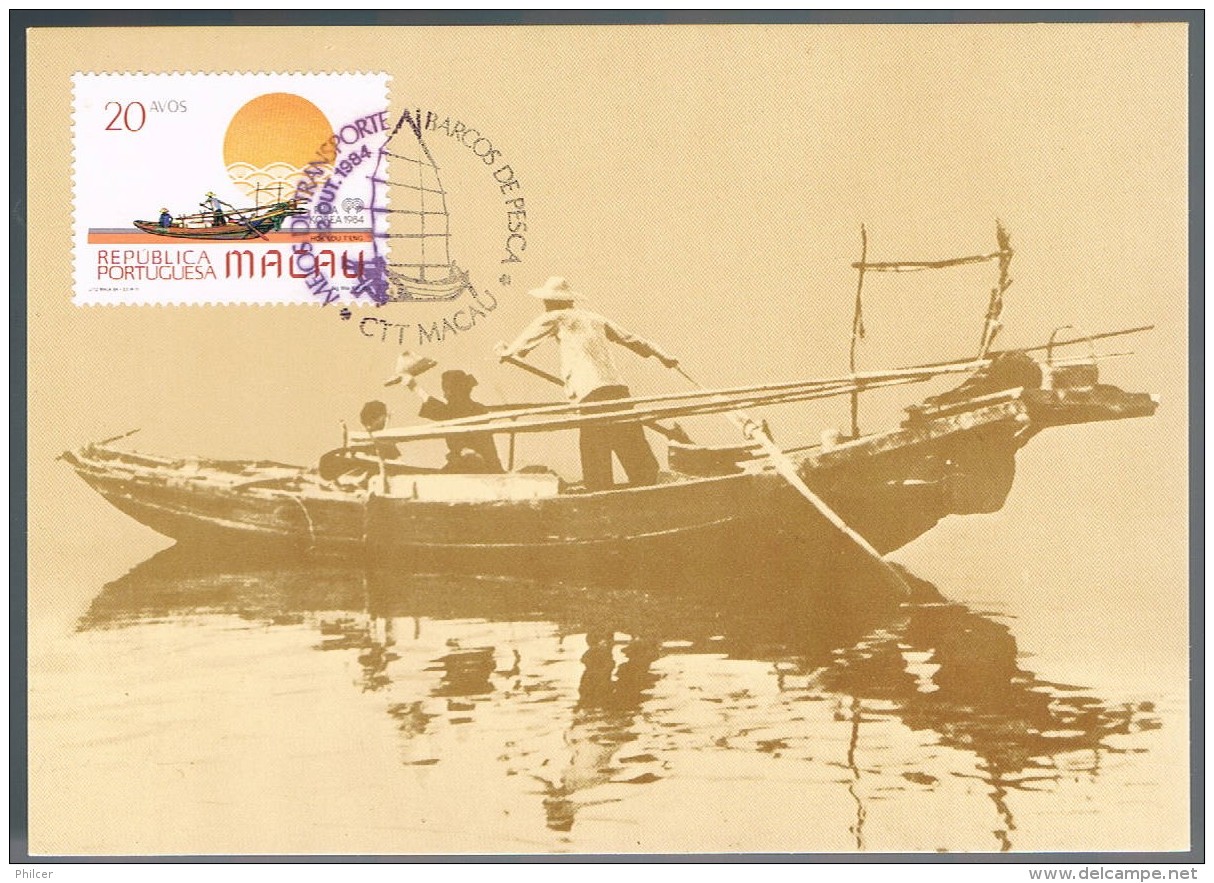 Macau, 1984, Maximum Card Barcos De Pesca - Maximumkaarten