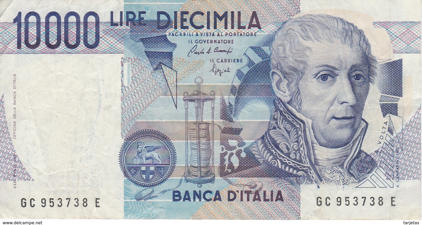 BILLETE DE ITALIA DE 10000 LIRAS DEL AÑO 1984 DE VOLTA  (BANKNOTE) DIFERENTES FIRMAS - 10000 Liras