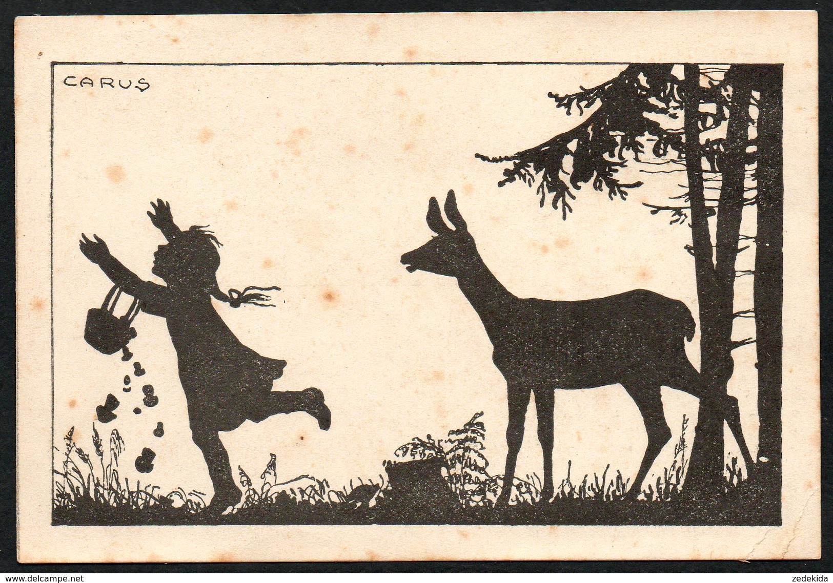 A1419 - Alte Künstlerkarte - Schattenbild - Carus - N. Gel - Silhouettes