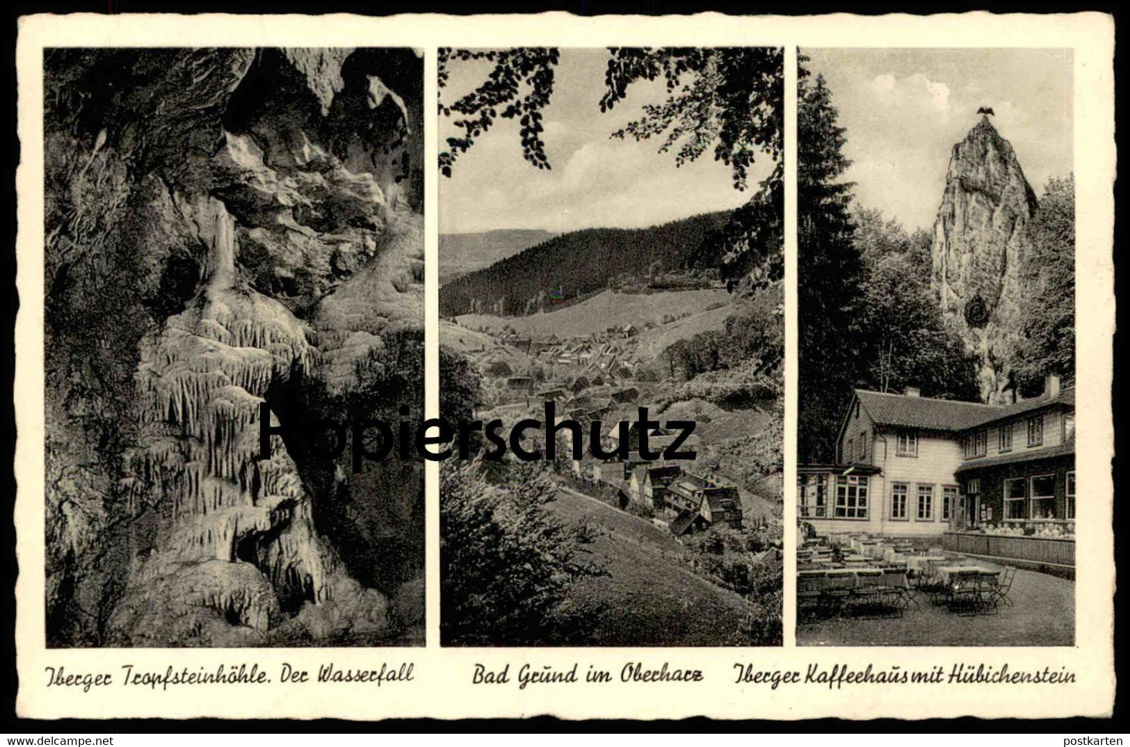 ALTE POSTKARTE IBERGER TROPFSTEINHÖHLE DER WASSERFALL BAD GRUND OBERHARZ IBERGER KAFFEEHAUS RECHTECKSTEMPEL HOHNSTEDT AK - Bad Grund