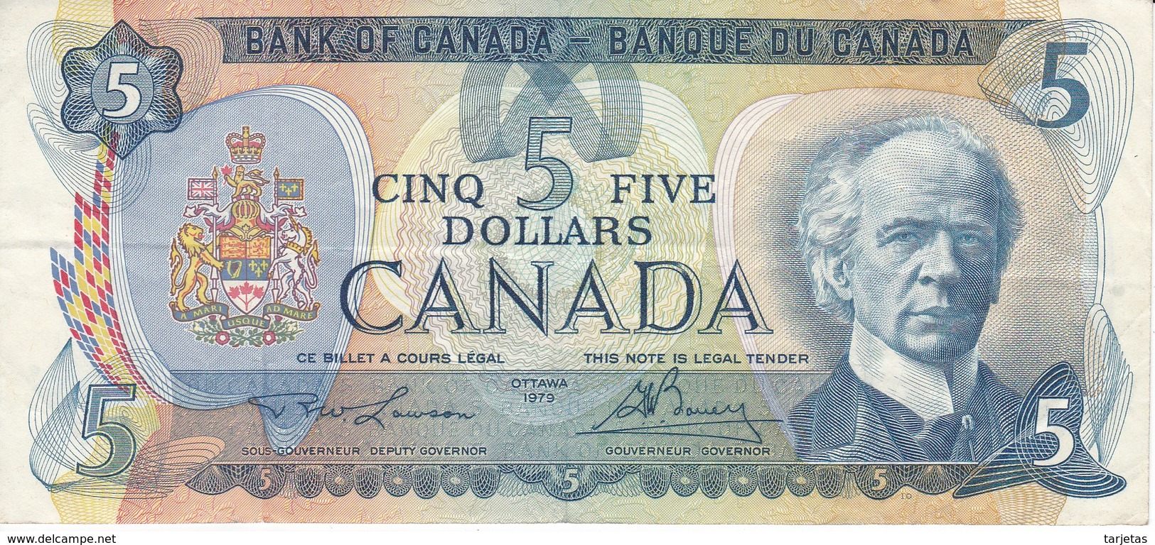 BILLETE DE CANADA DE 5 DOLLARS DEL AÑO 1979  (BANKNOTE) - Canada