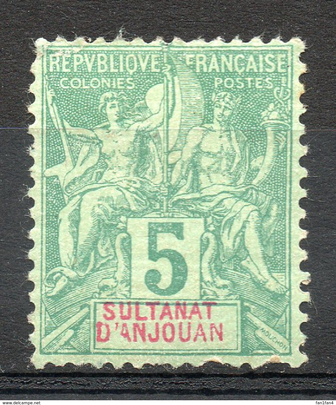 Ex-colonies & Protectorats (ANJOUAN) - 1892-99 - N° 4 - 5 C. Vert - Ungebraucht