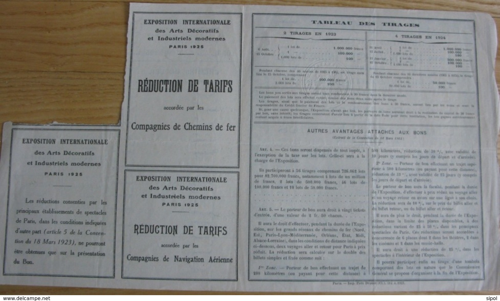 Exposition Internationale Des Arts Décoratifs Et Industriels  Paris 1925 Bon A Lot De Cinquante Francs   Série N°053 - Tourisme