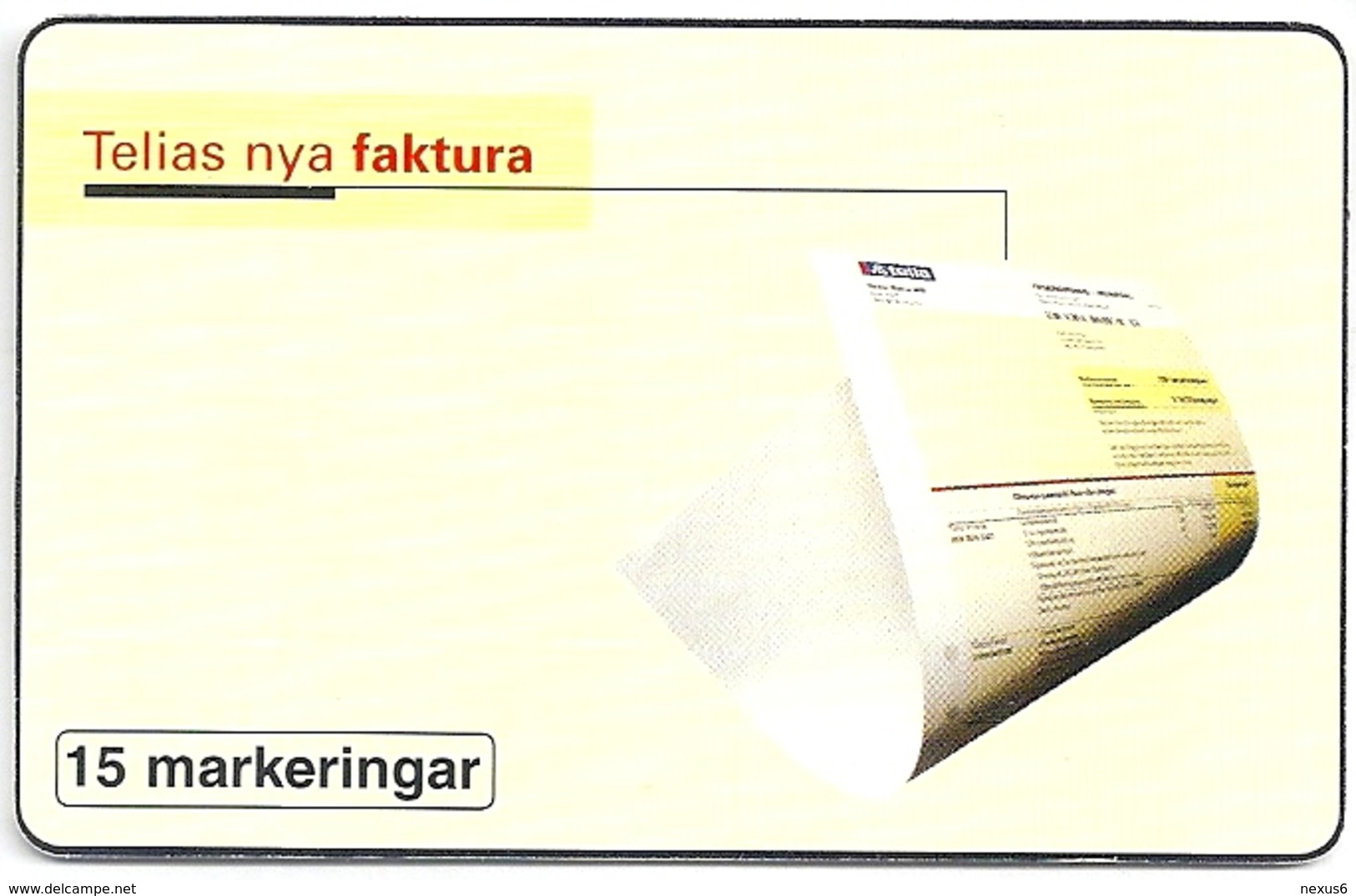 Sweden - Telia - Telias Nya Faktura - 15U, 03.1999, 2.200ex, Used - Schweden