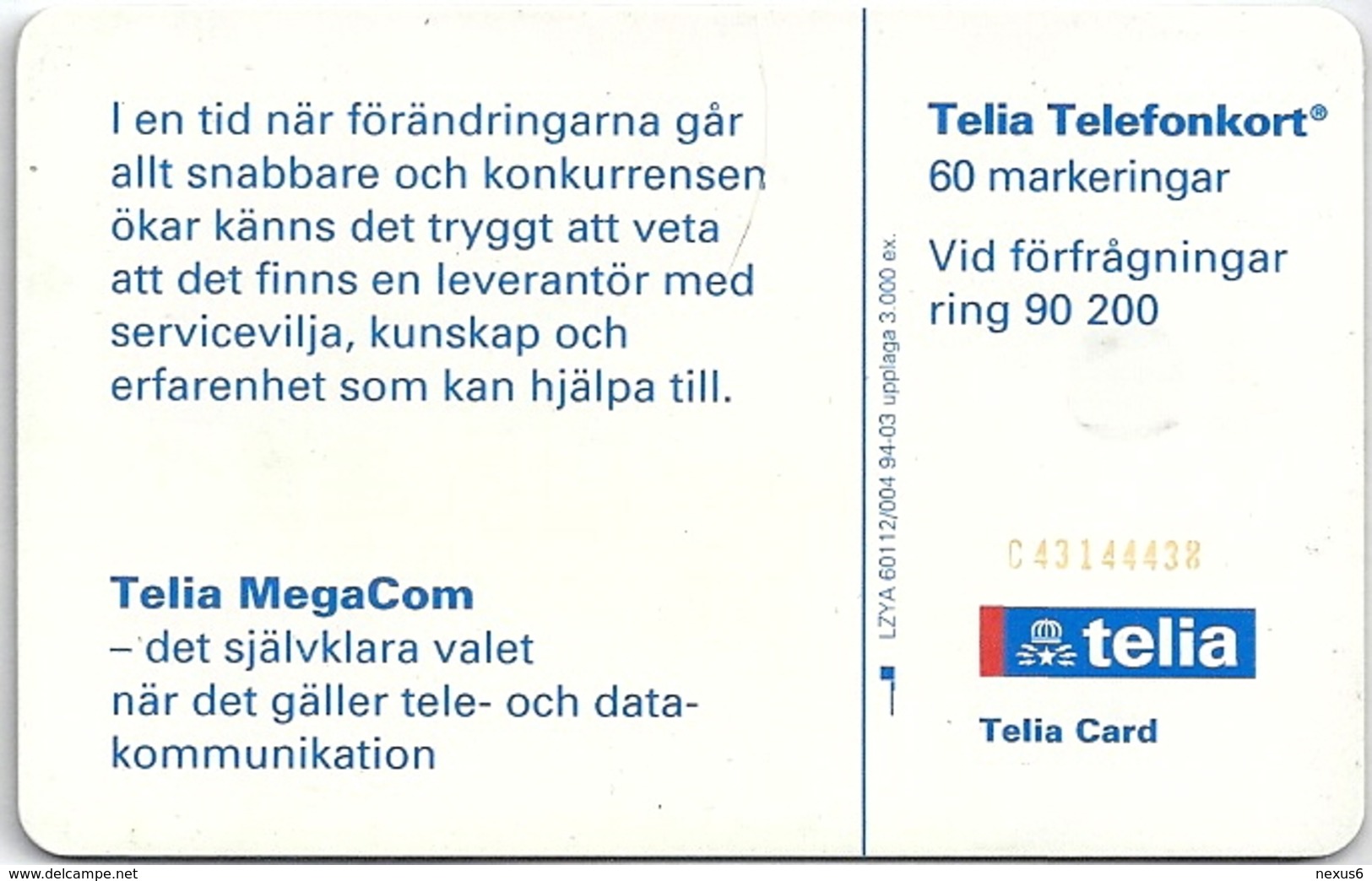 Sweden - Telia - Tussilago Plant, 03.1994, 3.000ex, Used - Schweden