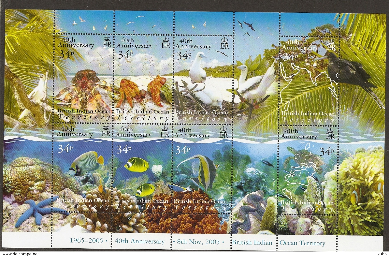 British Indian Ocean Territory Bird Enimals Fish Bird MNH - Territoire Britannique De L'Océan Indien