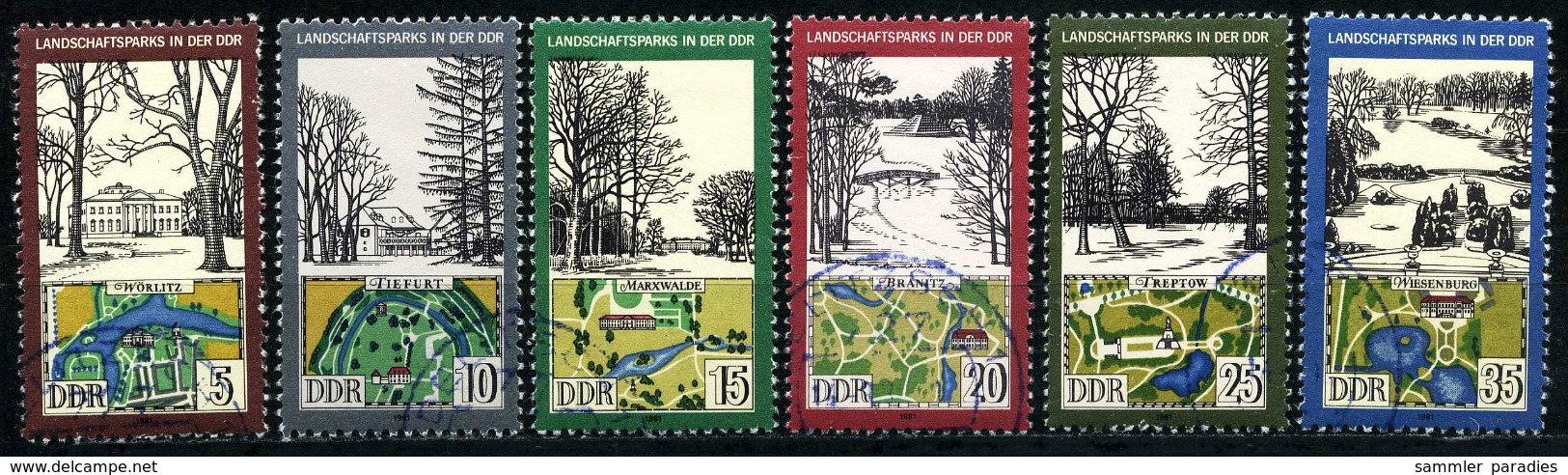 DDR - Michel 2611 / 2616 - OO Gestempelt (B) - Landschaftsparks - Used Stamps