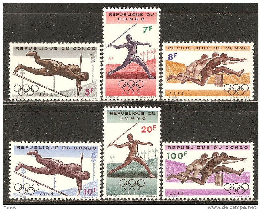 Congo - Kinshasa 1964 Mi# 169-174 ** MNH - 18th Olympic Games, Tokyo - Neufs