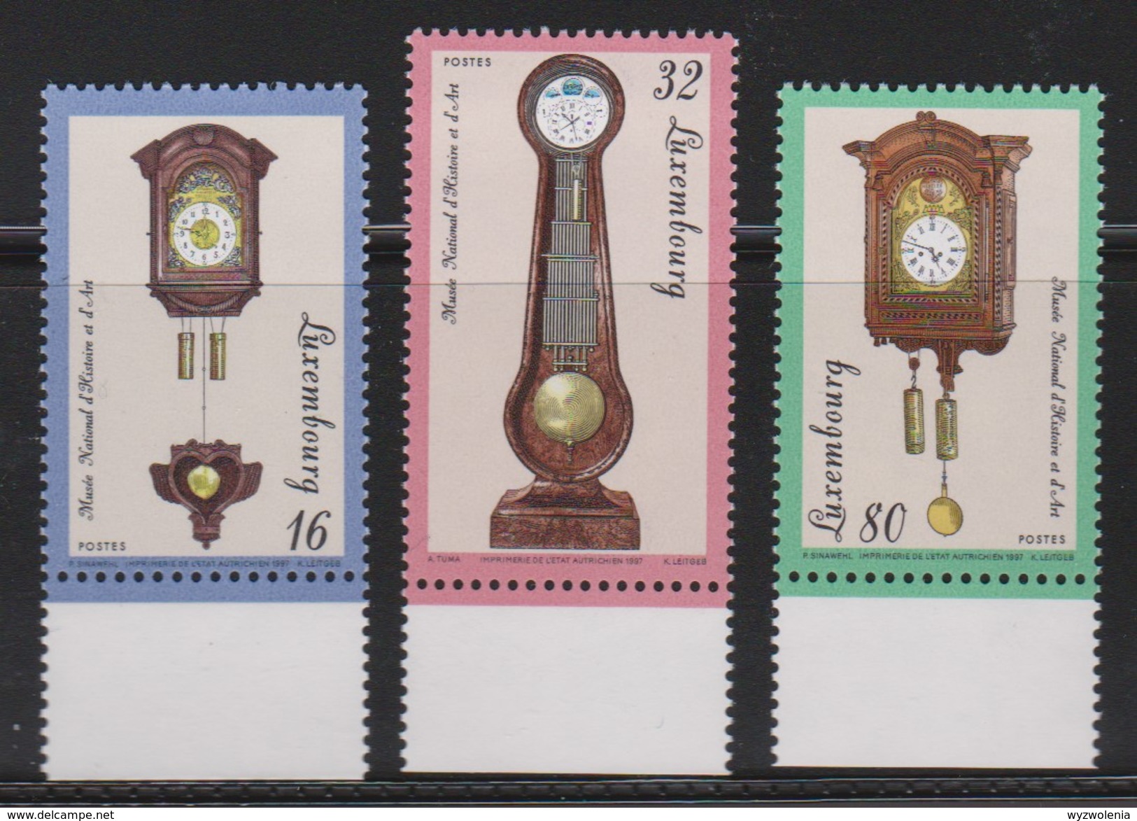 M 505) Luxemburg 1997 Mi# 4120-4122 **: Kappauer-Uhr, Astronomische Uhr, Kopfuhr - Uhrmacherei