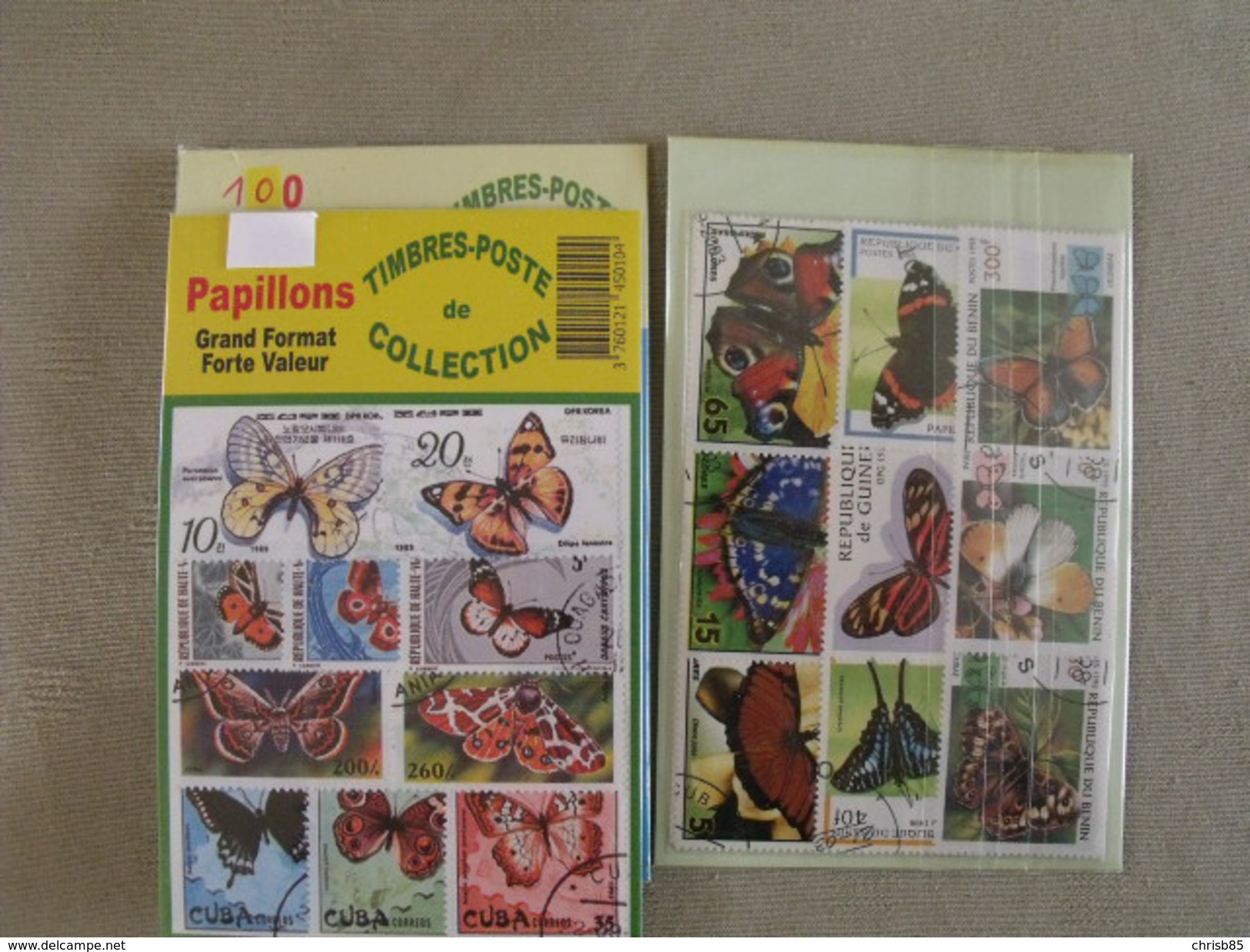 LOT 100 TIMBRES GRANDS FORMATS DIFFERENTS PAPILLONS - Butterflies