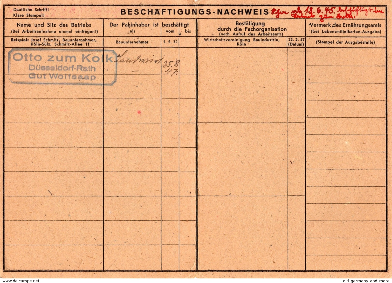 ARBEITS - PASS 1947 - Historische Dokumente