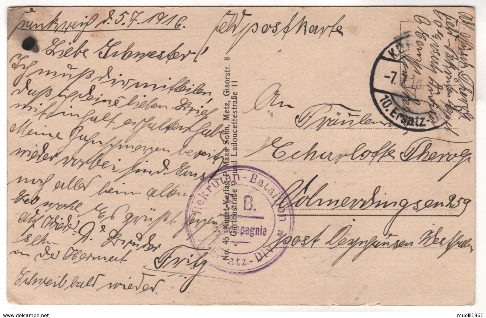 Nr.  8473,  Feldpost, Frankreich - Oorlog 1914-18