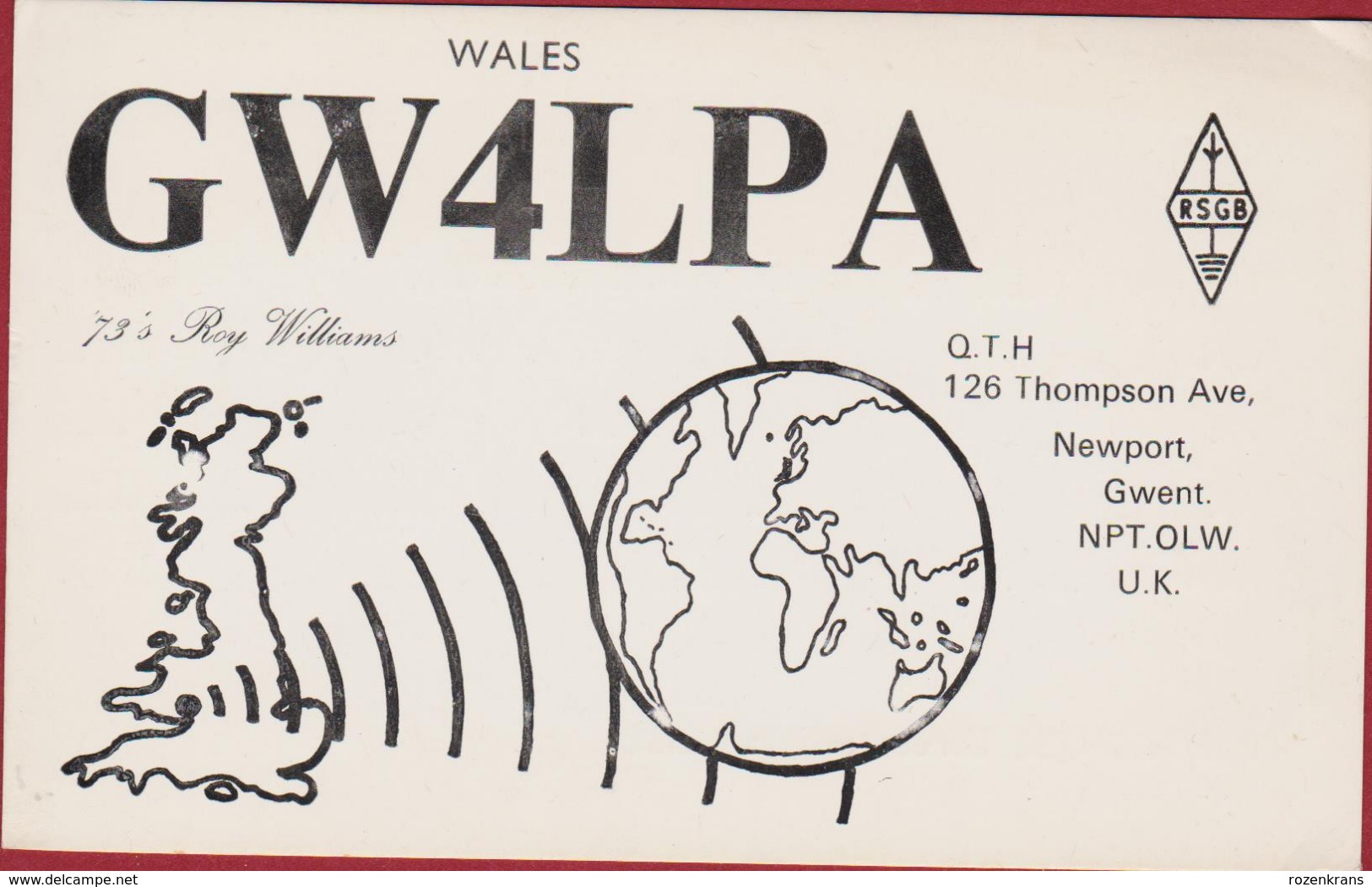 QSL Card Amateur Radio Wales Newport Gwent (county) Funkkarte QTH DX Association 1981 - Radio Amateur