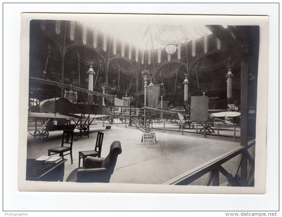 Paris Grand Palais Salon De L'Aeronautique Stand Sloan Bicurve Aviation Ancienne Photo 1911 - Aviation