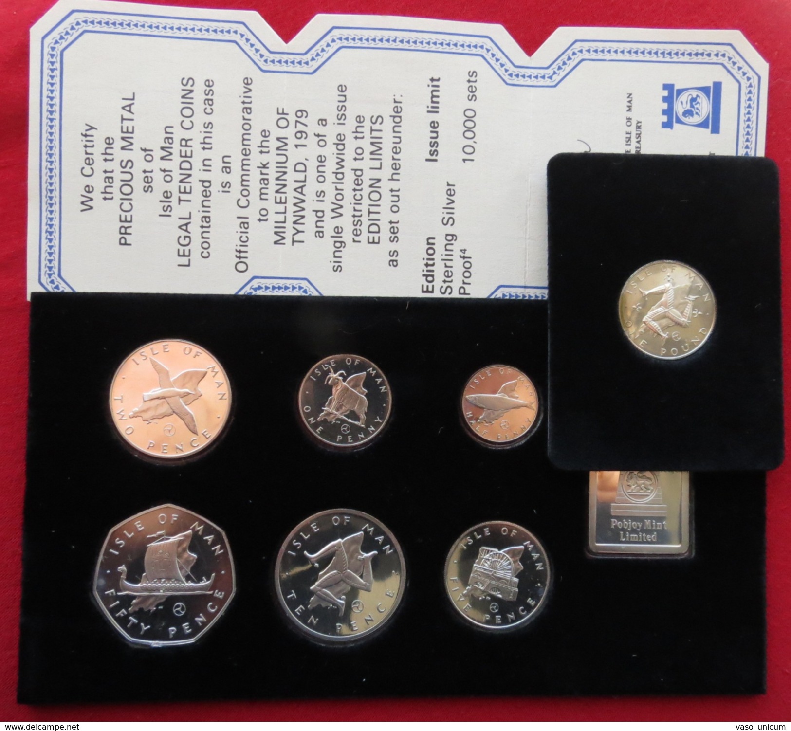 Isle Of Man 1979 Silver Set 1/2 Half. 1 2 5 10 50 Pence 1 Pound. COA. MINTED 10.000 Pcs Only - Eiland Man