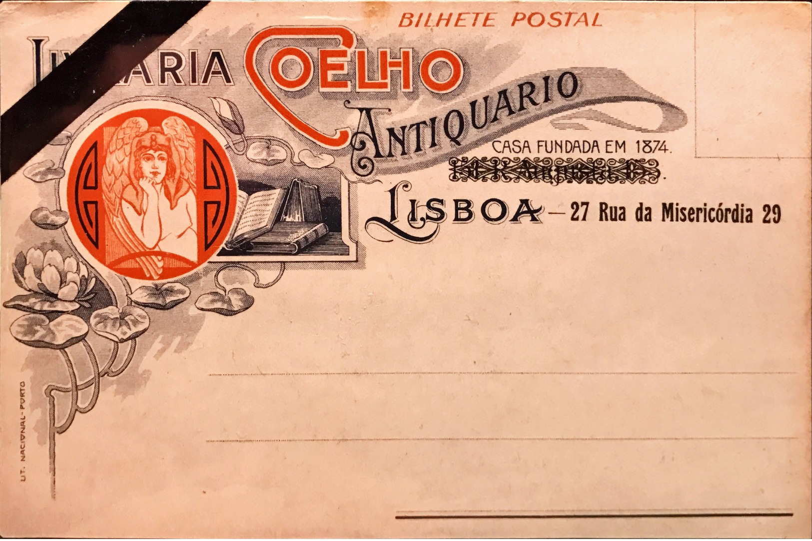 PORTUGAL. LISBOA. GRUSS. LIBRARIA COELHO. ANTIQUARIO. CASA FUNDADA EN 1874. LISBOA. 27 RUA DA MISERICORDIA 29 - Lisboa
