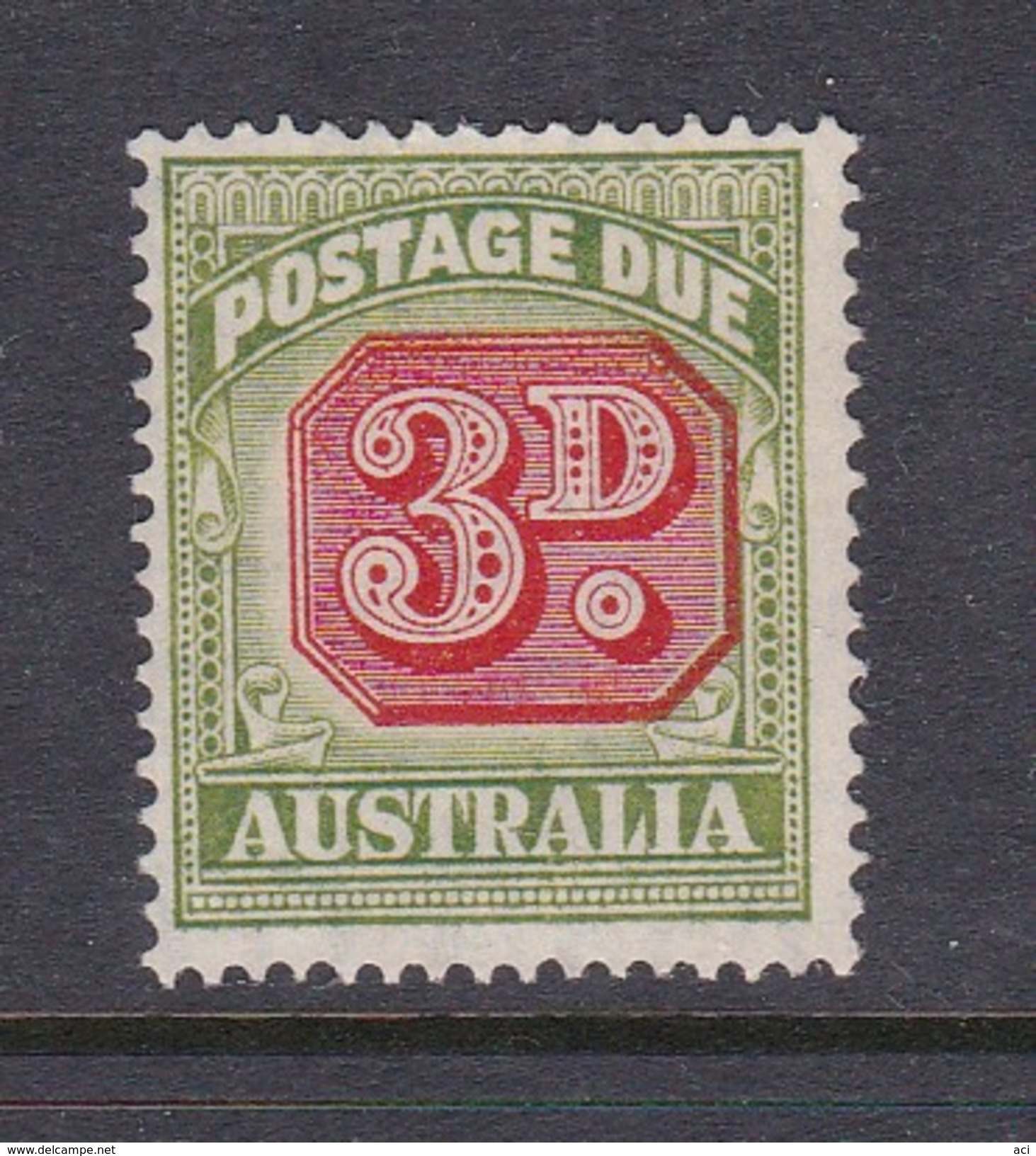 Australia Postage Due Stamps SG D123 1946 Three Pennies Mint No Gum - Impuestos