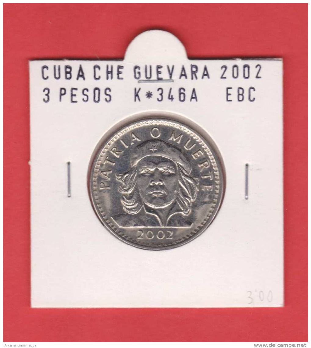 CUBA  3  PESOS  "ERNESTO CHE GUEVARA" Niquel-Acero KM#346a  2.002 EBC/XF   DL-7628 - Cuba